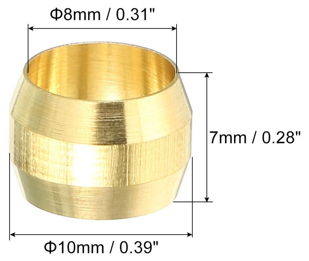 40 Stš¹ck Messing-Klemmhš¹lsen, 8mm Rohr-Au?endurchmesser Messing-Klemmringverschraubungen Messing-Klemmverschraubungs-Sortiment-Kit