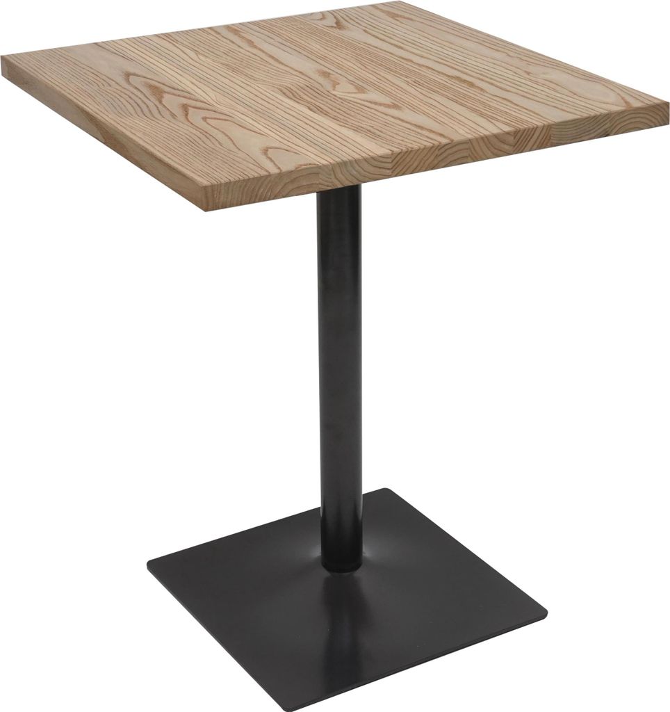Bistrotisch | HxBxT 75x70x70cm | Industrial Gastro Metall Ulme Massivholz MVG | Hellbraun | Bartisch Thekentisch