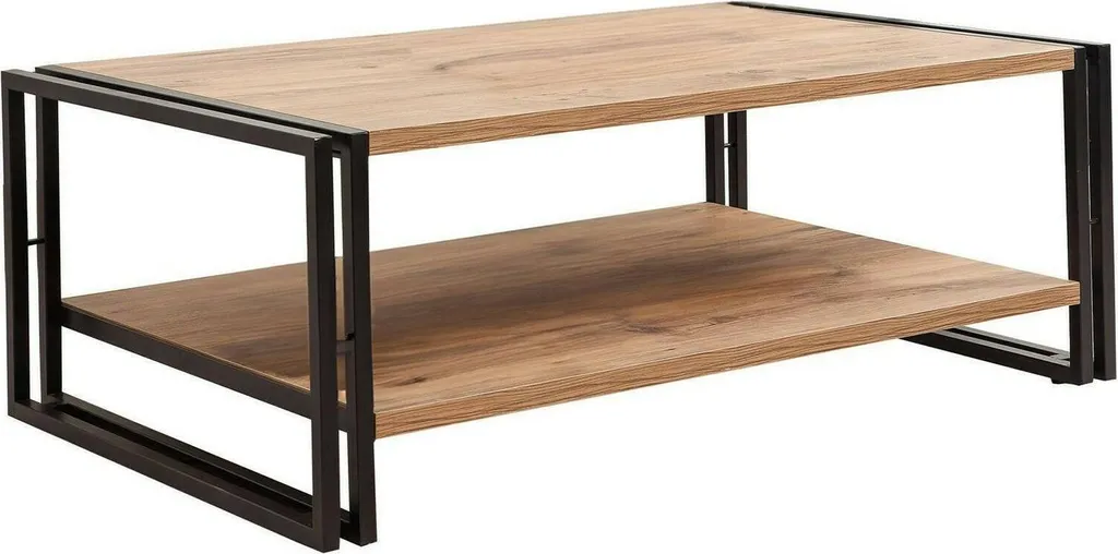 Table de Salon Rectangulaire Gioacchina avec Étagère de Rangement Chic