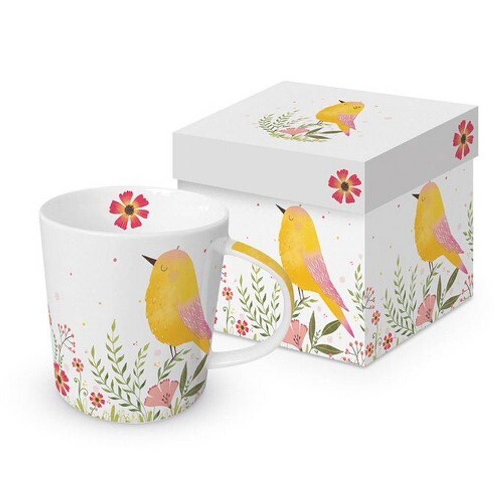 PPD Bird yellow Trend Mug, in Geschenkbox, Henkelbecher, Kaffeebecher, Becher, Tasse, New Bone China, 400 ml, 160302617