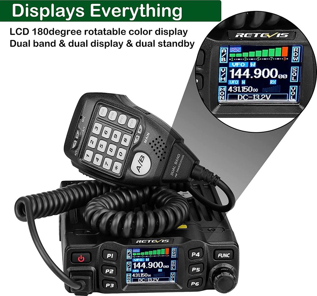 Retevis RT95 Mini Mobilgerät Dualband 200 Kanäle 25W/15W/5W Produktbild 3
