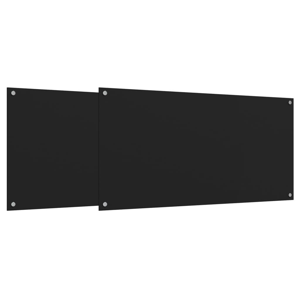 Küchenrückwände 2 Stk. Schwarz 80x60 cm Hartglas