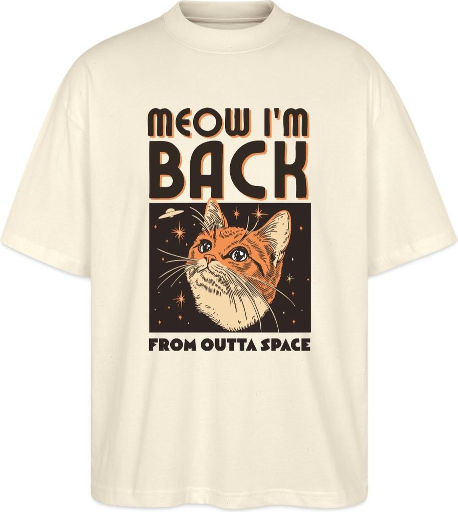 Spreadshirt Lustiges Weltraum Katzen Motiv Oversize Uni T-Shirt, L, Natur