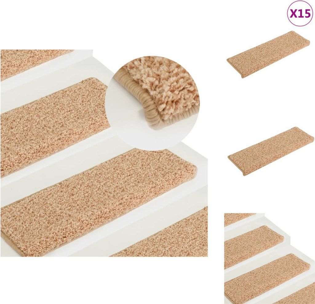 vidaXL Stufenmatten 15 Stk. 65x21x4 cm Golden - Stufenteppiche
