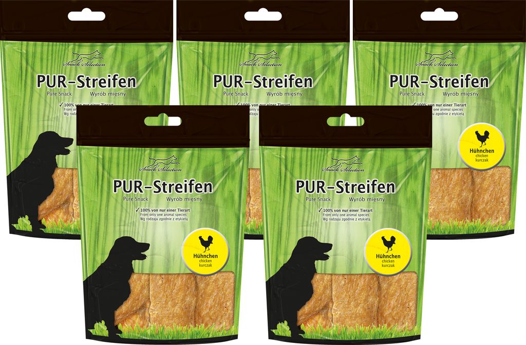 5x100g Schecker PUR Streifen Hühnchen - Kausnack für Hunde Produktbild 