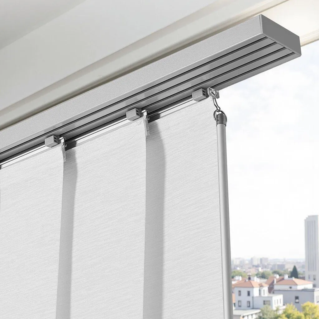 Store japonais blanc avec rail extensible 218cm - Largeur ajustable - 8
