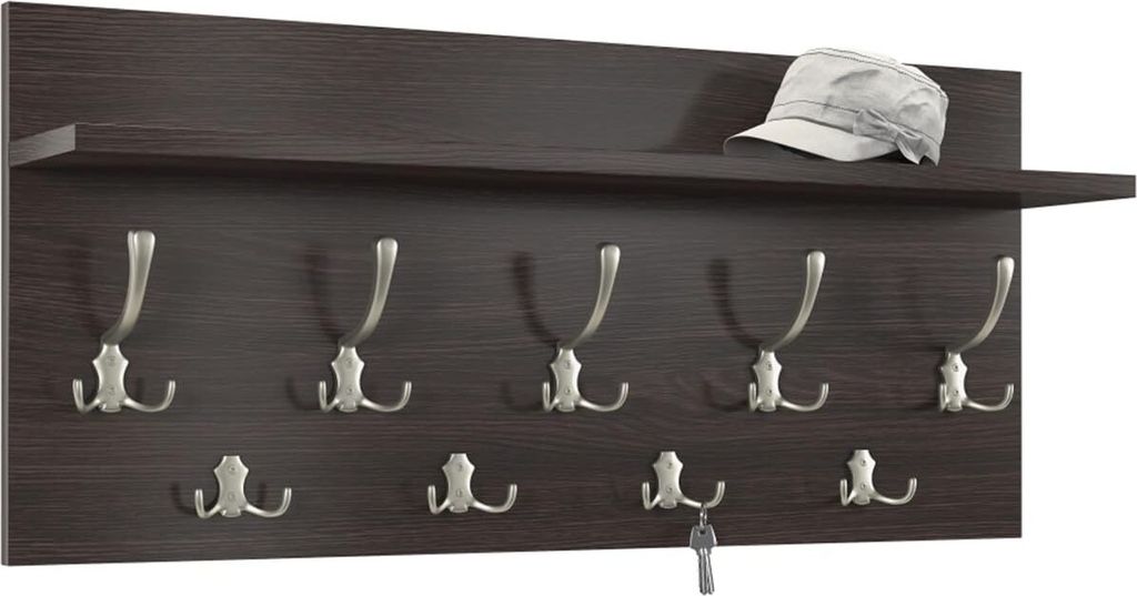 Wandgarderobe Fuego 90x40 cm Wandpaneel Garderobenpaneel Kleiderhaken Weiß Schwarz Sonoma Beton Wenge 05 (WENGE)