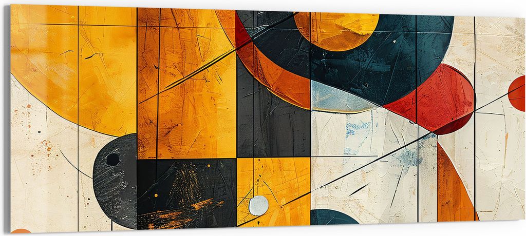 DEQORI Glasbild Echtglas 125x50 cm 'Geometrischer Farbzauber' Wandbild Bild modern Deko