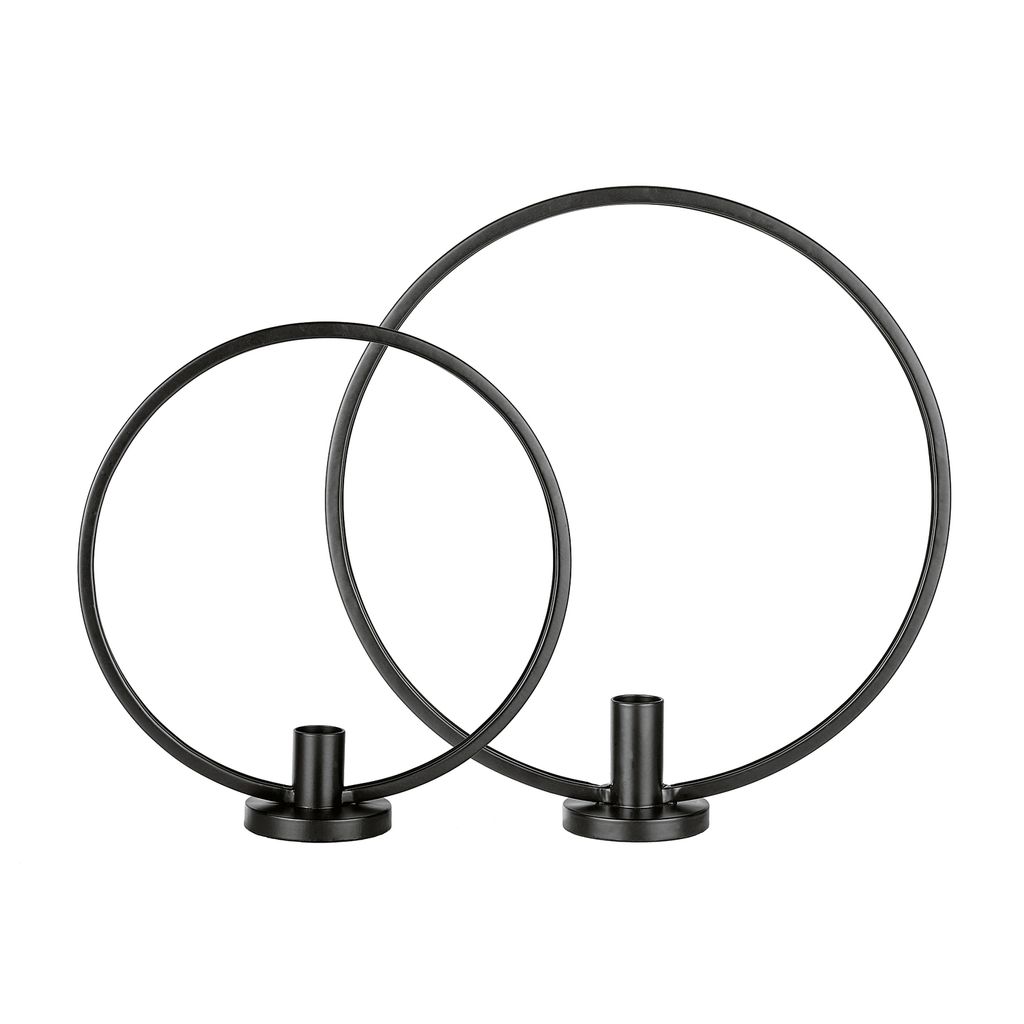 HI 2-tlg. Kerzenhalter-Ring-Set Schwarz Produktbild 