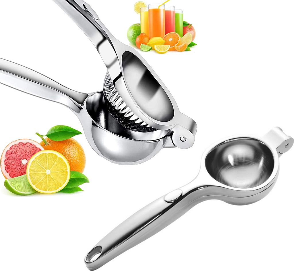 2er Set Zitronenpresse | manuelle Handpresse - Zitruspresse für Zitronensaft | Limettenpresse | massive Hand Saftpresse | robuster Entsafter - Fru...