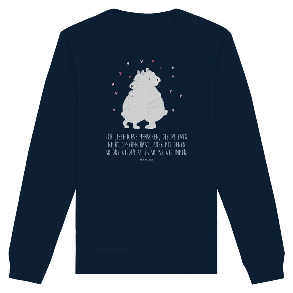 Mr. & Mrs. Panda Baumwoll Pullover Eisbär Umarmen Größe XL - French Navy - Geschenk, Sweatshirt, Sweater, Pulli, Bio, Lustige Sprüche
