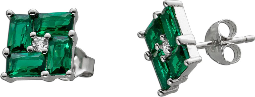 Ohrstecker Silber 925 grüne weisse Zirkonia
