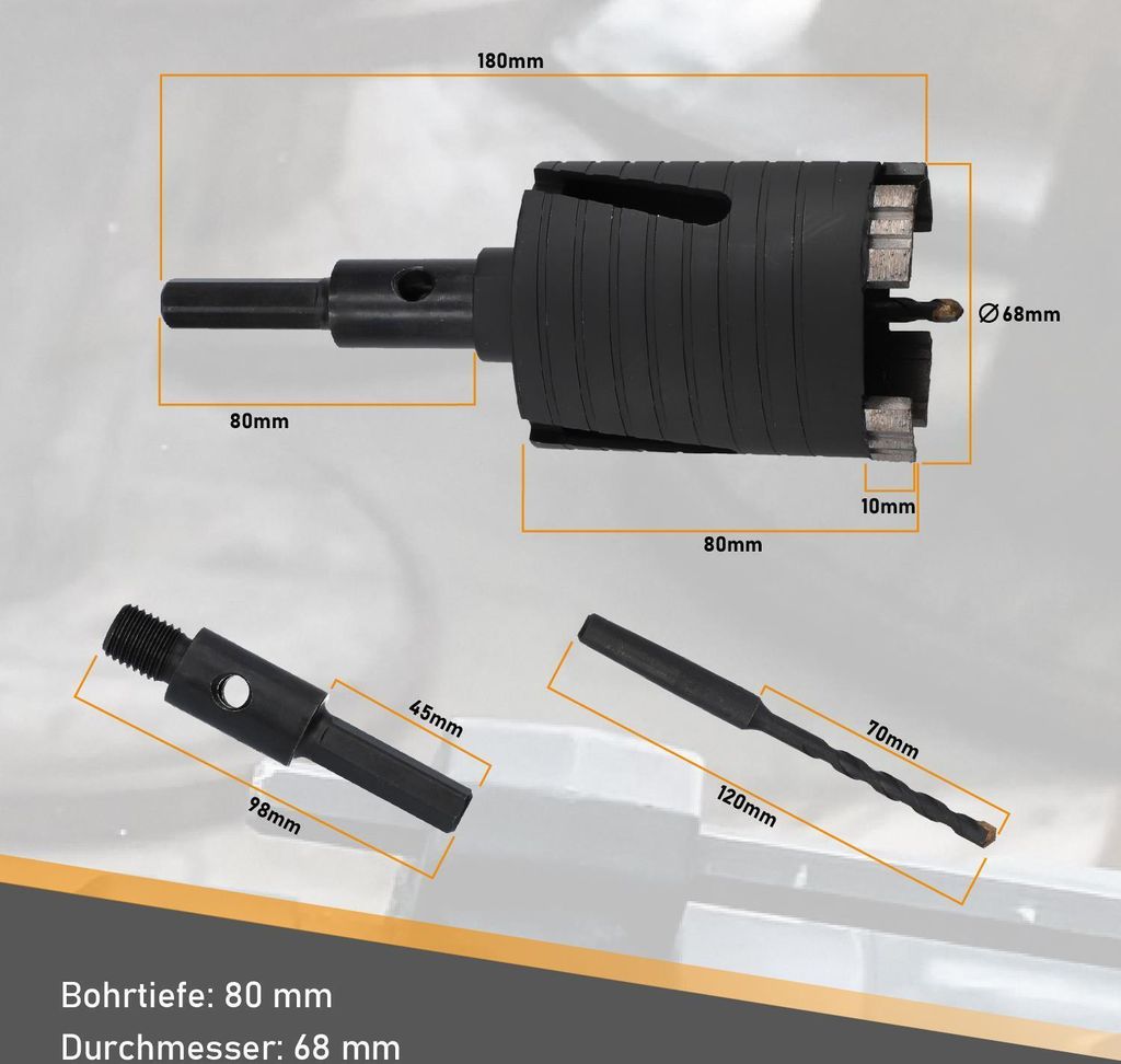 Diamant Dosenbohrer 68mm mit Sechskant-Aufnahme Nutzlänge Produktbild 5