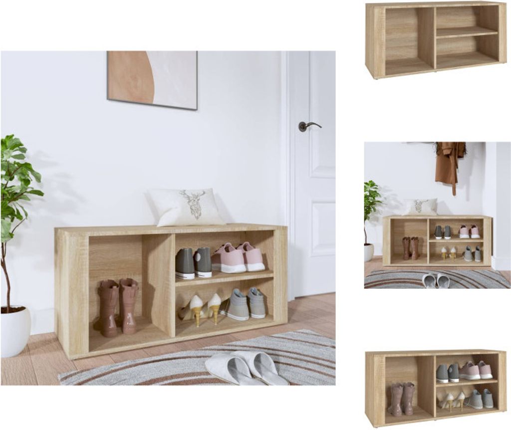 vidaXL Schuhregal Sonoma-Eiche 100x35x45 cm Holzwerkstoff - Schuhregale & -schränke