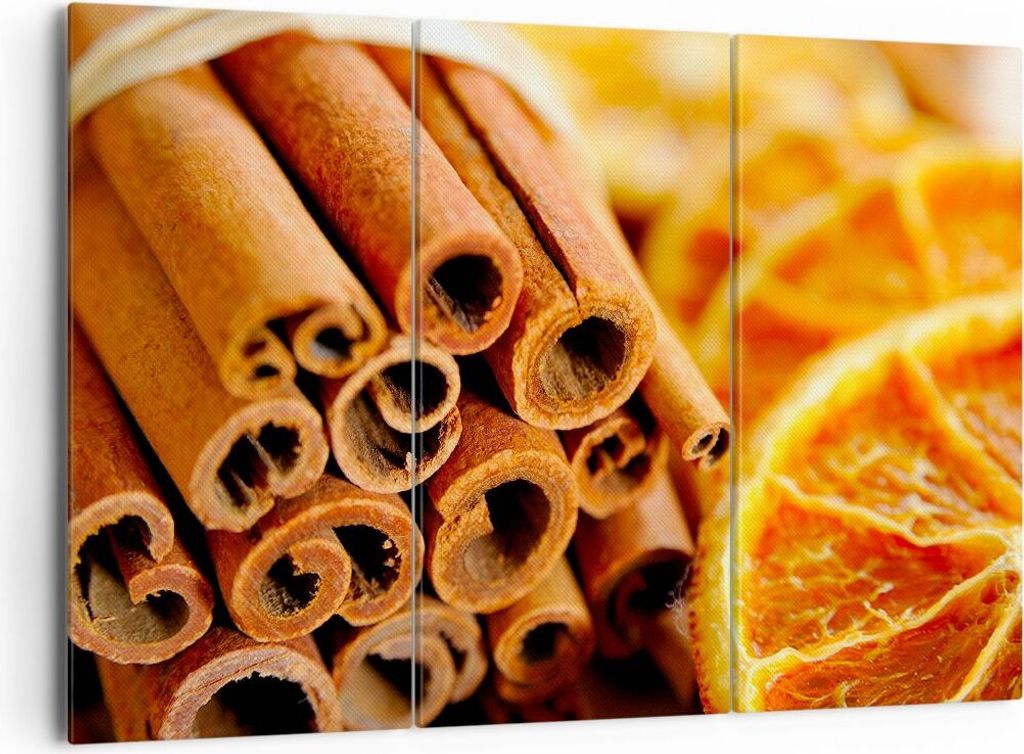 Bild auf Leinwand - Leinwandbild - Zimt Orange Haufen - 165x110cm - Wand Bild - Wanddeko - Leinwanddruck - Bilder - Kunstdruck - Wanddekoration - L...