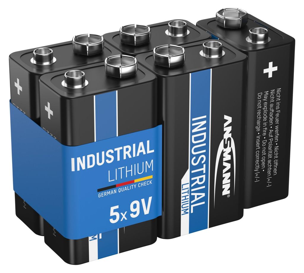 5x ANSMANN Industrial Lithium Batterie 9V E-Block – 6FR22 Produktbild 