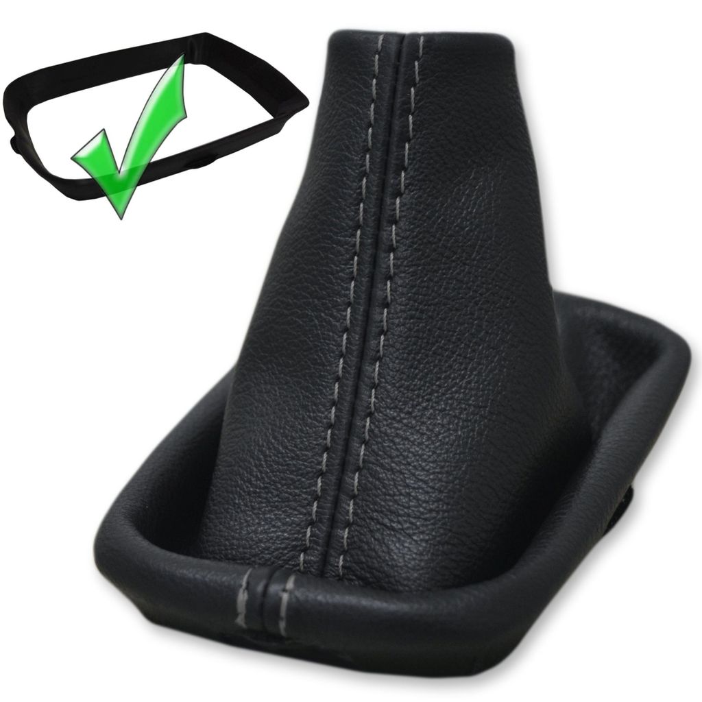 VOLVO V50 S40 C30 Schaltmanschette Schaltsack + Rahmen Echt Leder Grauer Faden