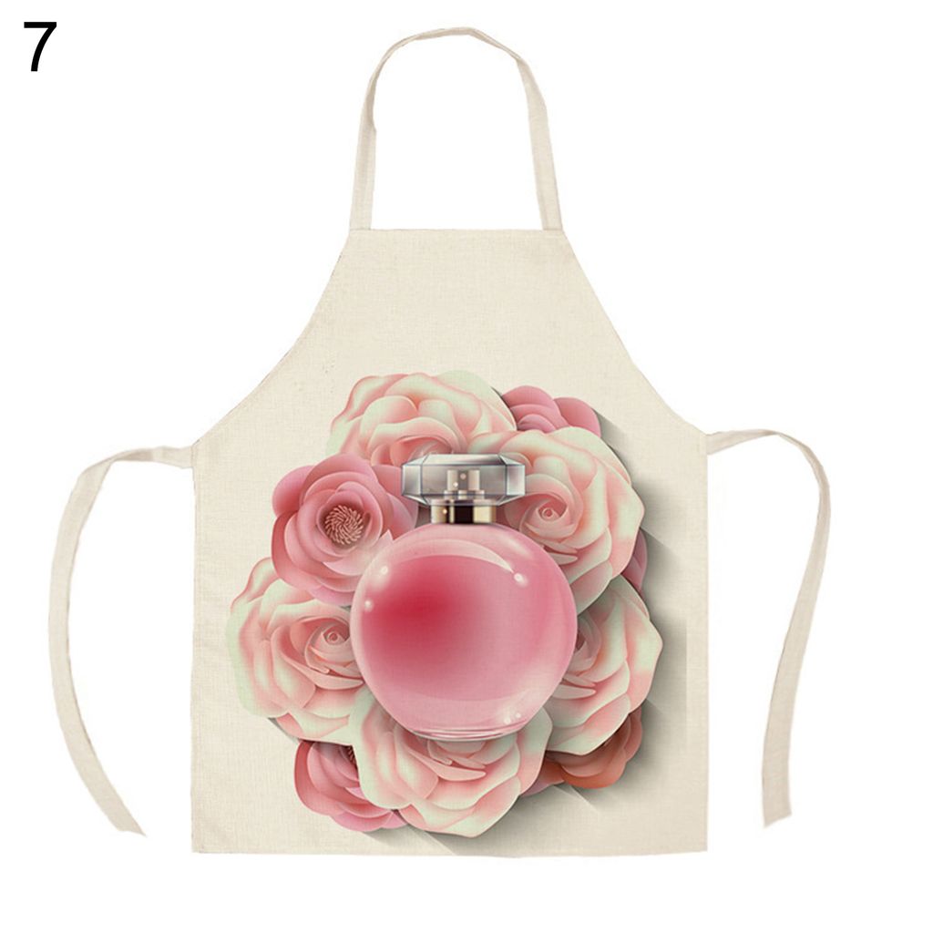 Küchenschürze klares Muster Anti-Fade Flachs Nagelkleber gedruckter Kochkoch Bib für BBQ-7 ,Größen:S