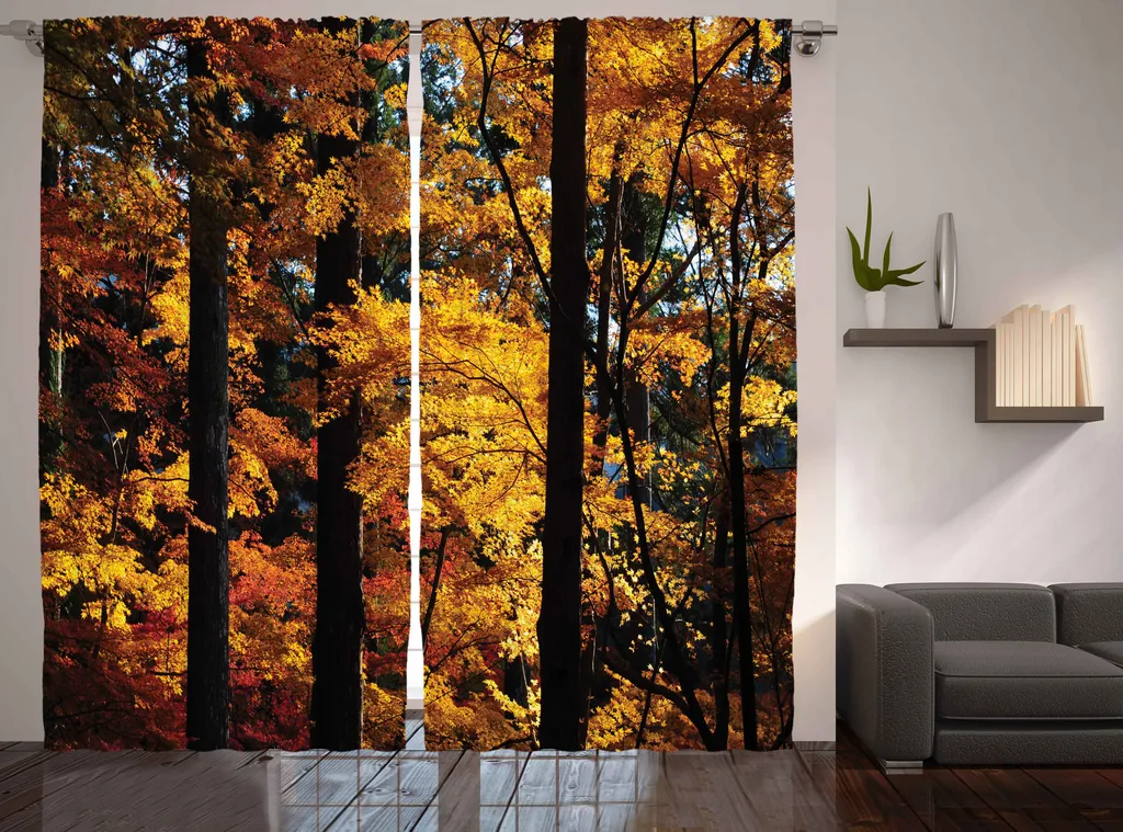 Rideaux salon déco automne 280x225 cm pour ambiance chaleureuse et zen