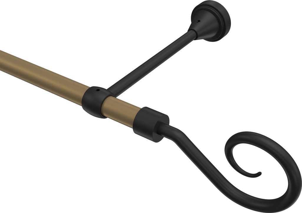 Interdeco Gardinenstange / Vorhangstange Gold matt / Schwarz, Typ Primus Allegra (Spirale), 16 mm Ø 1-läufig, 540 cm