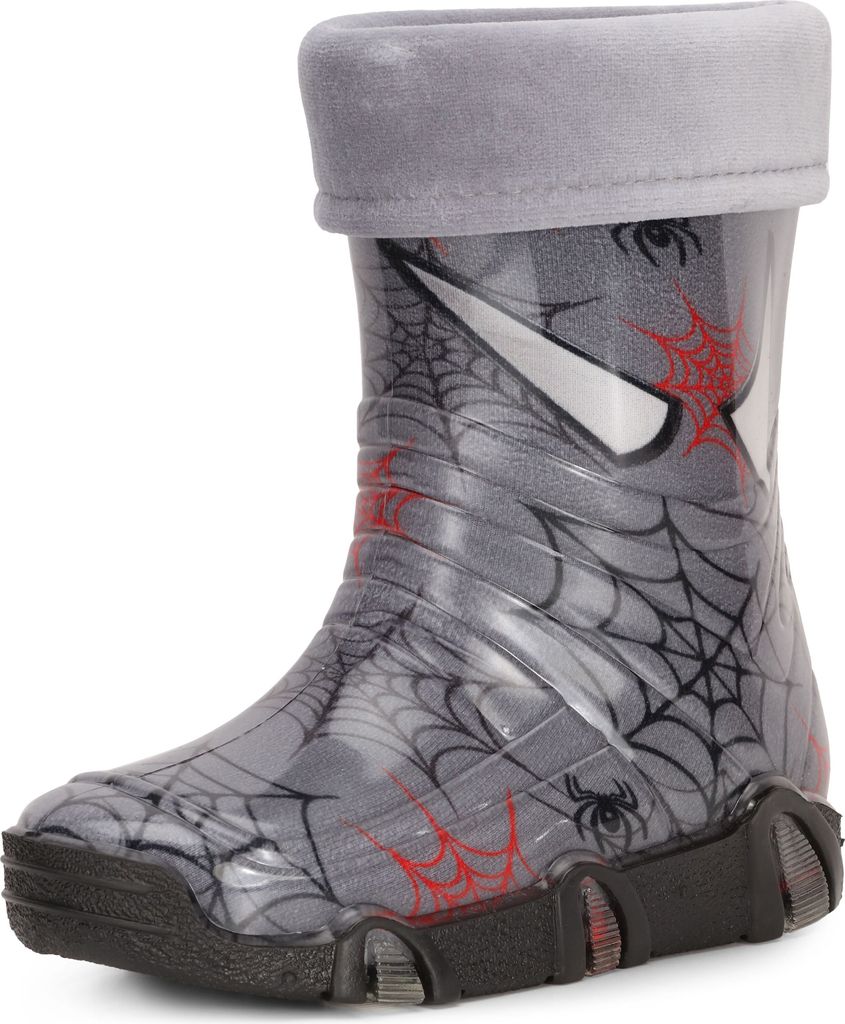 Ladeheid Kinder Mädchen Jungen Gummistiefel Gefüttert Swk2020 (Dunkelgrau Spinnen 40, 23/24)