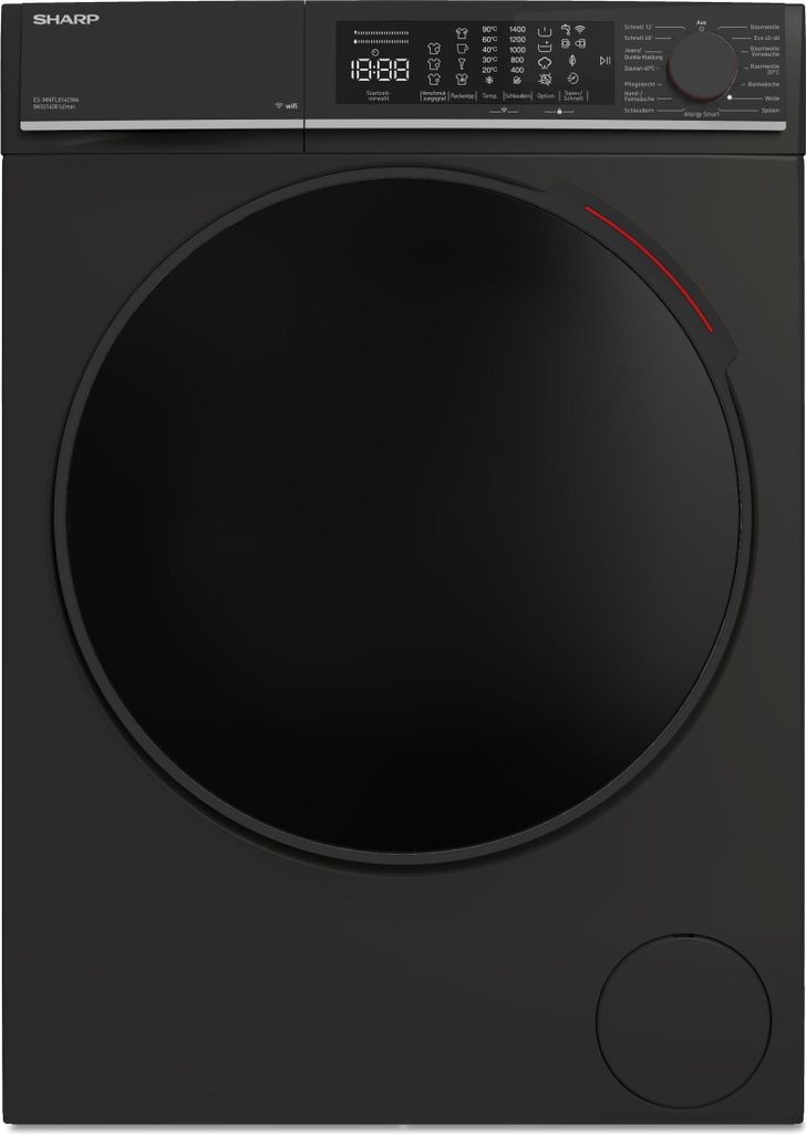 SHARP ES-MNFL814CMA-DE Waschmaschine Frontlader 8 kg, Energieeffizienzklasse A, 1400 U/min, Inverter Motor, AquaStop, Dampffunktion, MicroFiber-Fil...