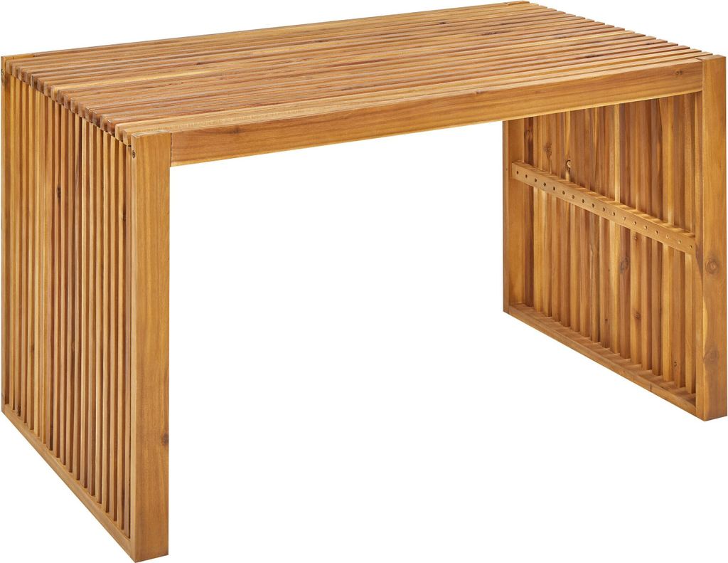 BELIANI Gartentisch Hellbraun Akazienholz Rechteckig 120x70 cm für 4 Personen Rustikal Outdoor Terrasse Außenbereich Garten Ausstattung Holztisch