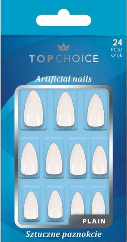 TOP CHOICE künstliche Fingernägel ohne Kleber, schlicht, lang, mandelförmig, 24 Stück