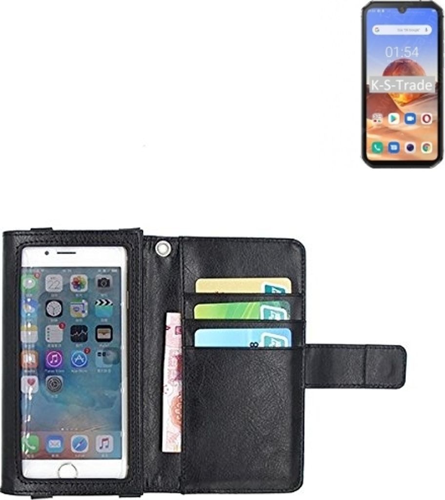 K-S-Trade Handy Hülle Schutz Hülle Kompatibel mit Blackview BV9900E Case mit Displayschutz / Schutzfolie Flip Cover Wallet case Etui Hülle schwarz