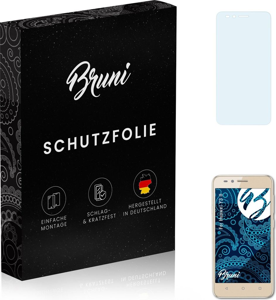 Bruni Basics-Clear 2x Schutzfolie kompatibel mit Huawei Y3 II Folie