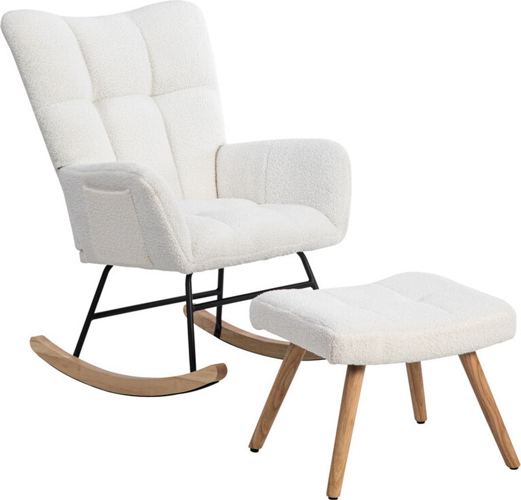 Ergonomické bílé houpací křeslo s podnožkou, pohodlné Obrázek produktu 