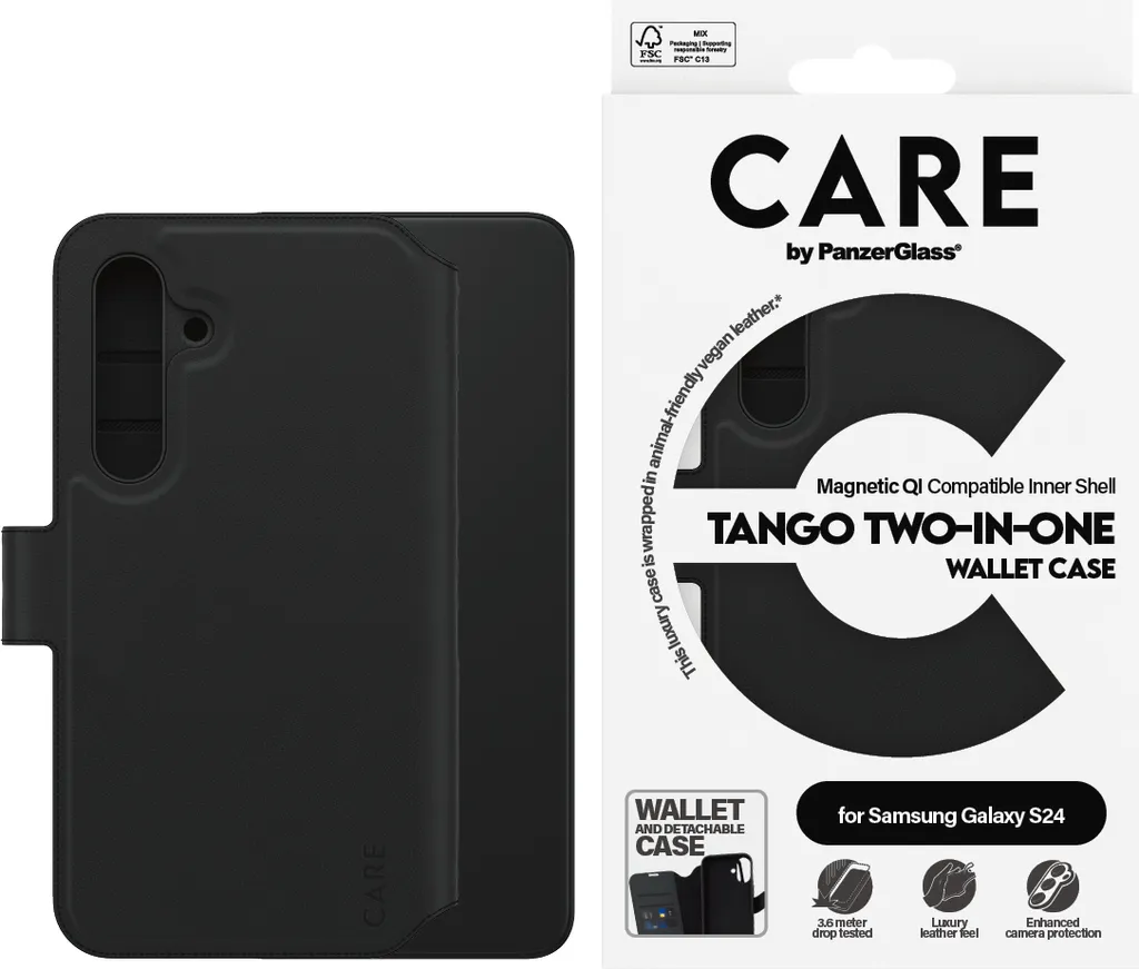 PanzerGlass CARE Tango S24 Portafoglio Magnetico Nero 2in1