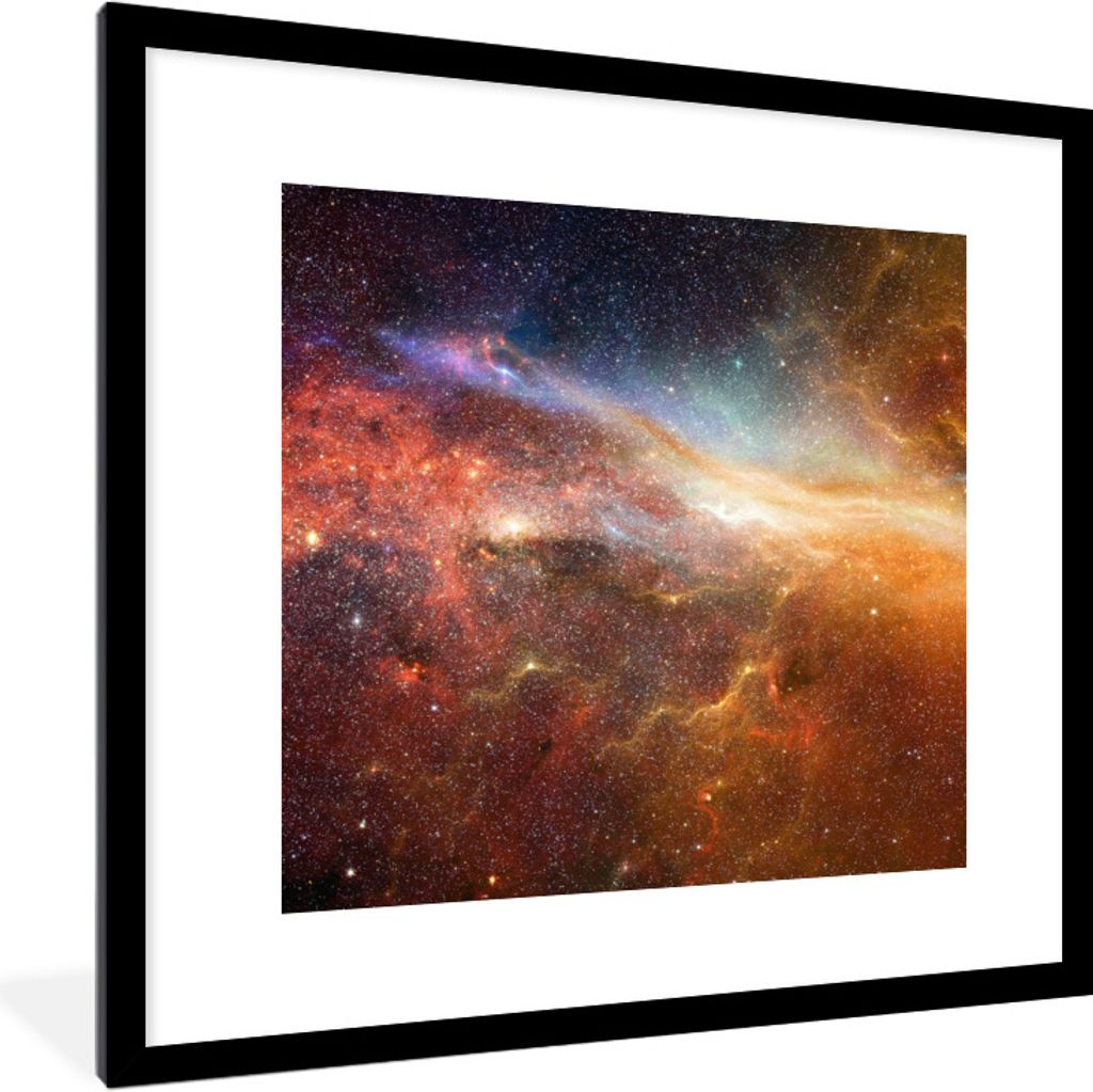 MuchoWow Gerahmtes Poster Sterne - Weltraum - Orange 40x40 cm - Poster mit Schwarzem Bilderrahmen Wandposter Rahmen Foto Bilder - Poster - Plakat...