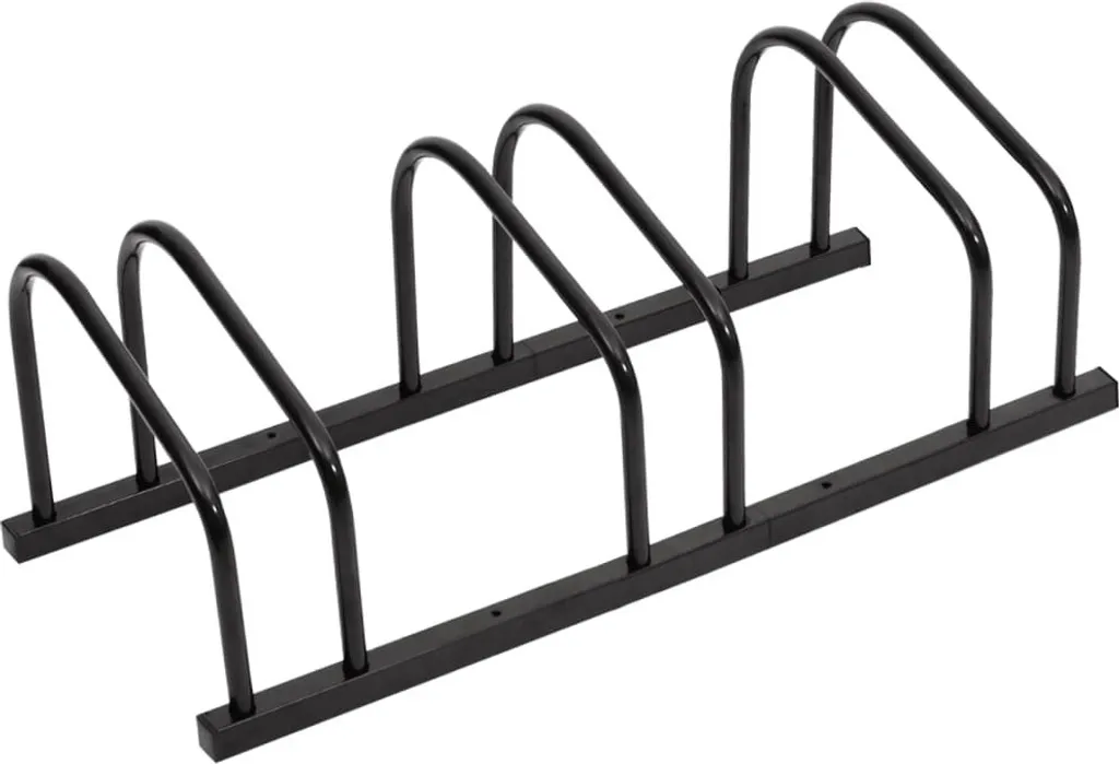 Râtelier pour 3 vélos au sol en acier noir - Support de rangement vélo