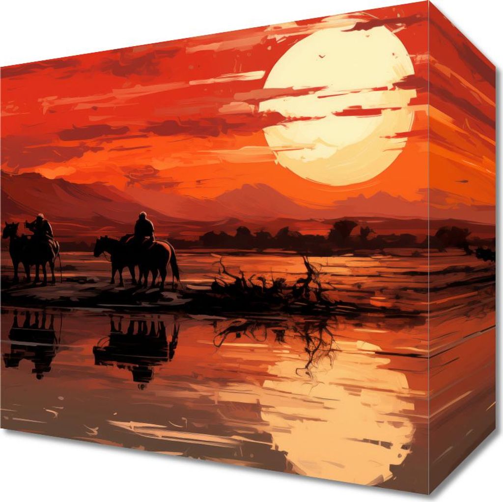 Bild 20x20cm Sonnenuntergang in der Prärie