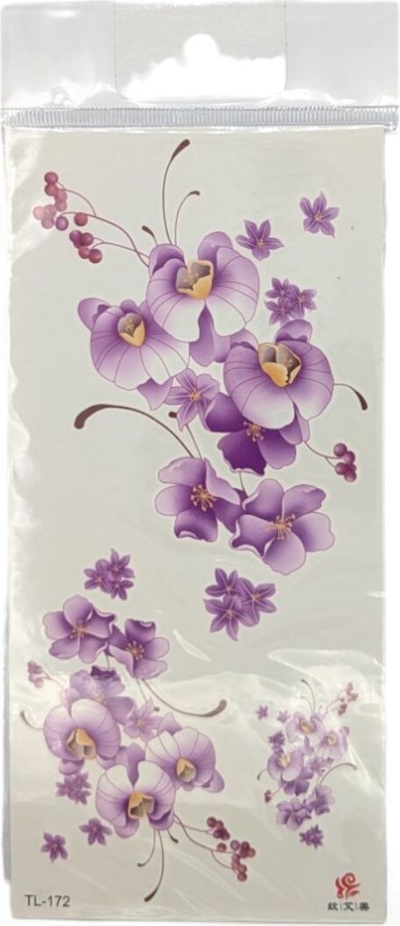 Vielfältige Temporäre Tattoos – Florale, Tribal- und Tiermotive Lila Orchideen