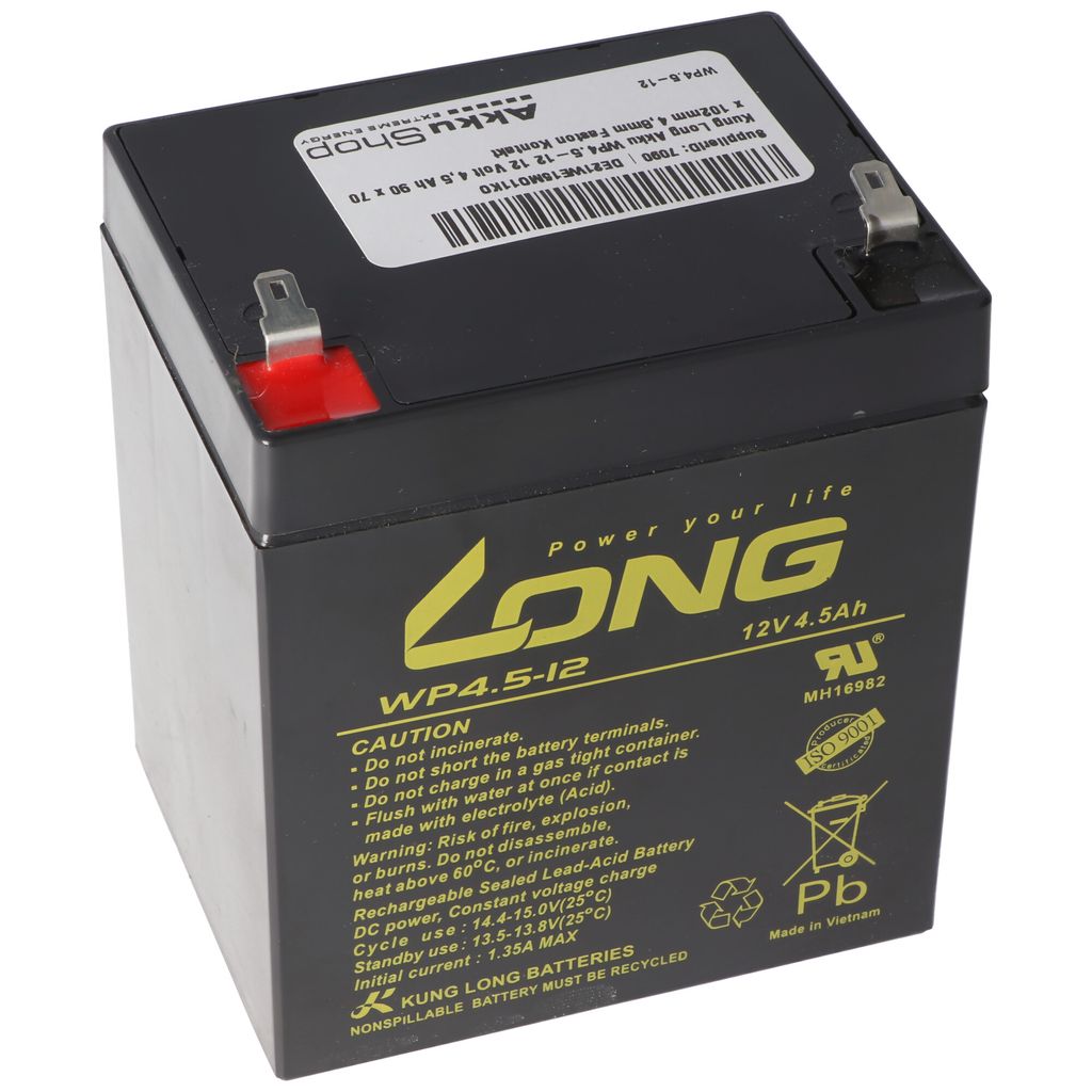 Batterie Kung Long WP4.5-12 12 V 4.5 Ah 90 x 70 x 102 mm Image du produit 