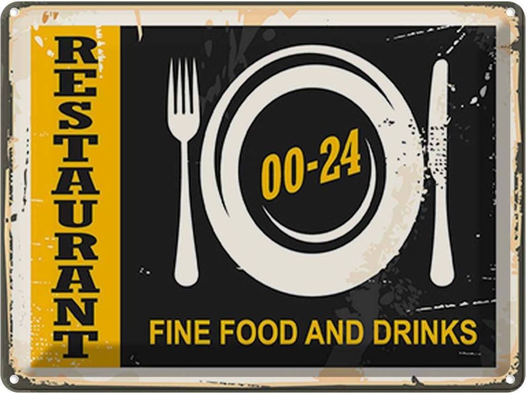 vianmo Blechschild 30x40 cm Restaurant Essen Fine Food Produktbild 