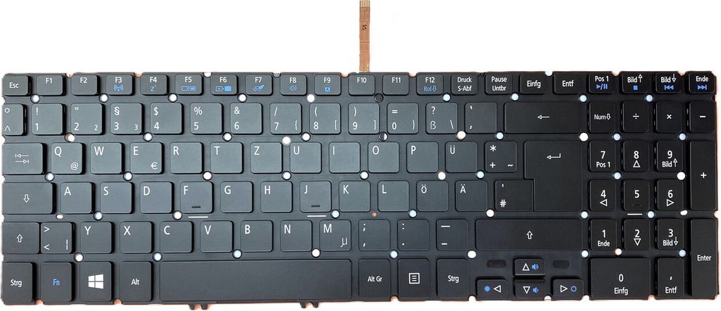 DE Keyboard mit Beleuchtung ohne Rahmen version 2 kompatibel für Acer Aspire V5-552