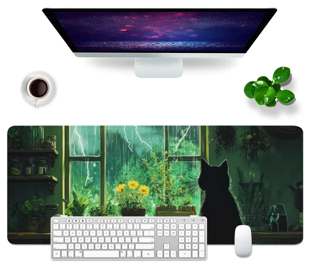 Grand tapis de souris 80x30 cm : fini le bureau rayé avec ce motif chat