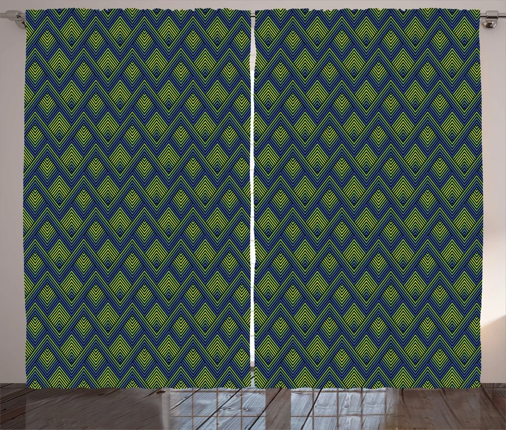 Tenda Soggiorno ABAKUHAUS 280x245 Zigzag Indaco Verde - Pronta all'Uso