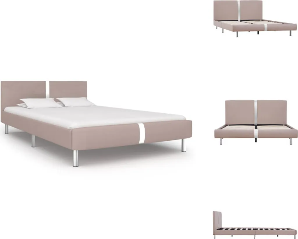 Lit 140x200 cm Cappuccino pour Chambre Adulte - Cadre de Lit Robuste