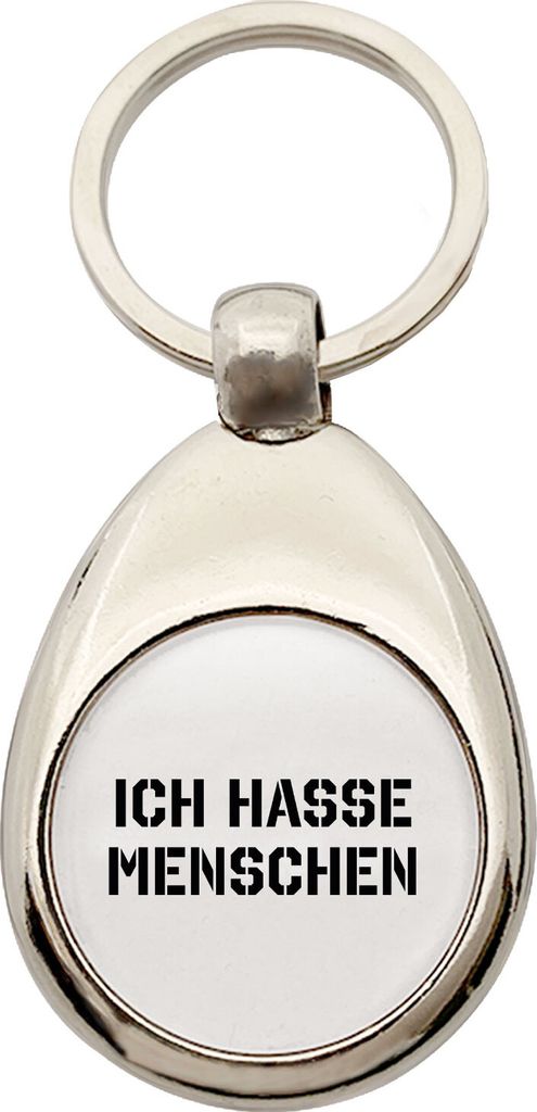 Huuraa Schlüsselanhänger ICH HASSE MENSCHEN Metall Schlüsselring Einkaufswagenchip Geschenkidee