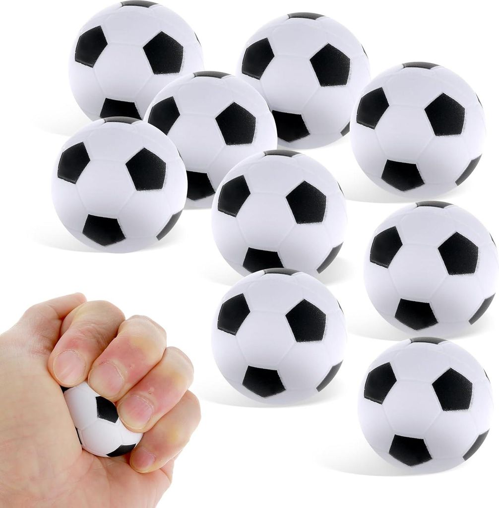 9 Stück Mini-Stressbälle Fußball 4 cm - Decompressionssportbälle Schaumstoffbälle Antistressball für Kinder und Erwachsene - Fußballgeschenk...