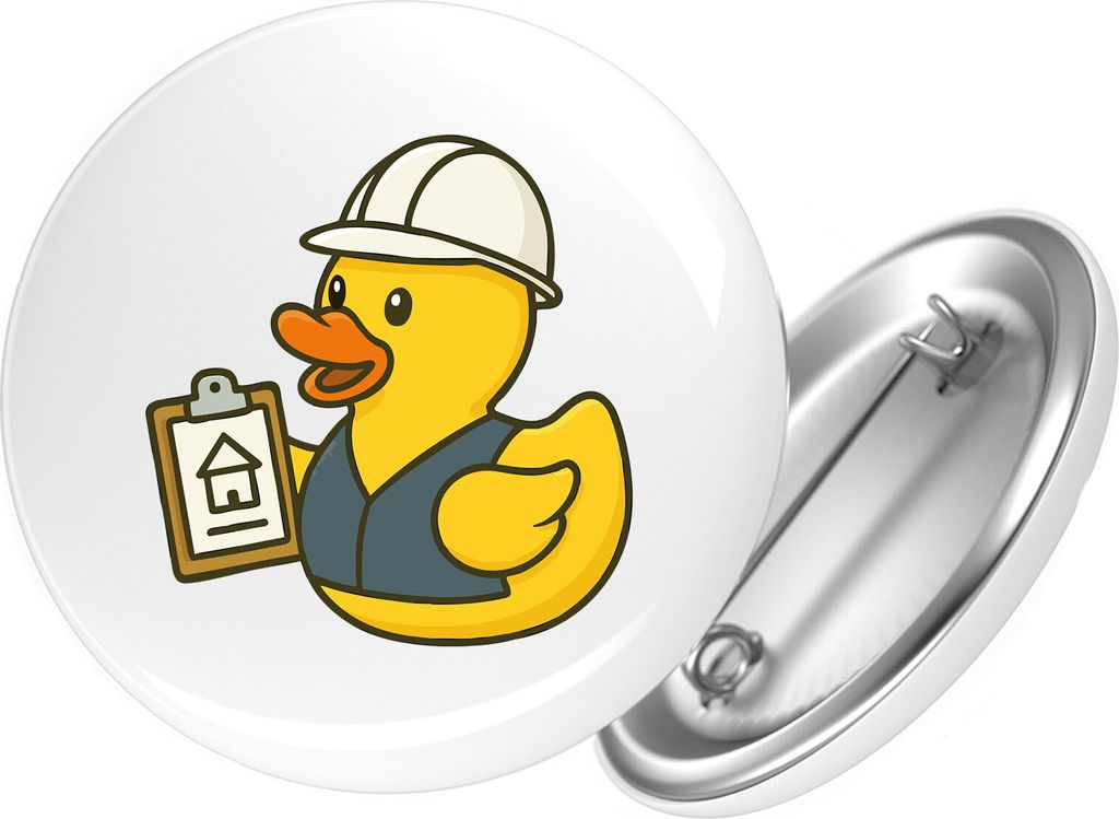 Huuraa Button Quietscheente Bauingenieurwesen Comic Gummiente 25mm rund mit Sicherheitsnadel Ansteckbutton Geschenkidee