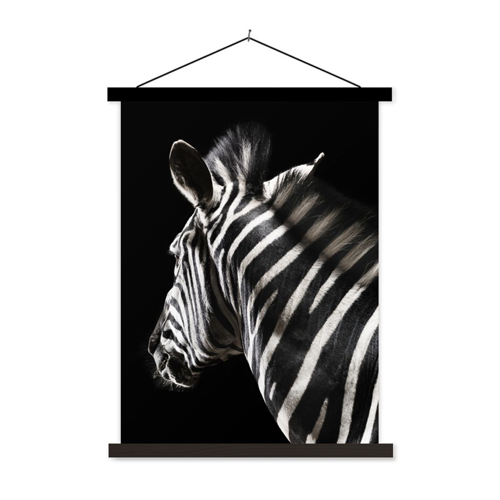 MuchoWow Textilposter Zebra - Wilde Tiere - Muster 60x80 cm mit schwarzem Rahmen - Plakathalter