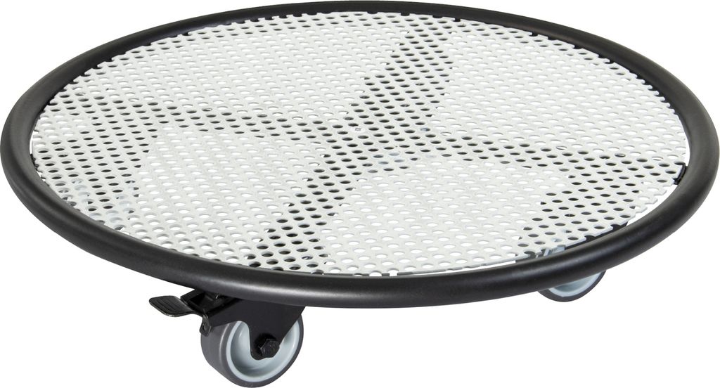 WAGNER Pflanzenroller BLACK & WHITE - Ø 38 x 8 cm, Soft-Rollen, Bremsen, innnen & außen, Stahl, Tragkraft 150 kg - 20701701