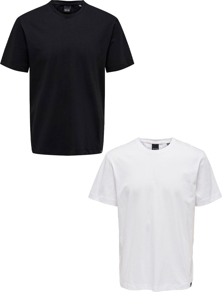 ONLY & SONS T-Shirt 2er-Set Rundhals Kurzarm Größe: XS