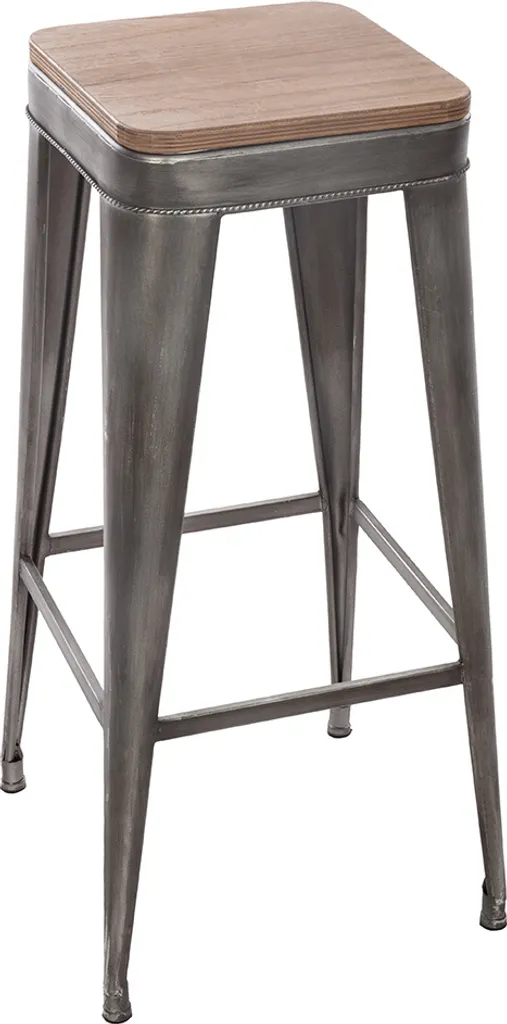 Tabouret de bar Rosine gris en tissu avec dossier : confort Eazy Living