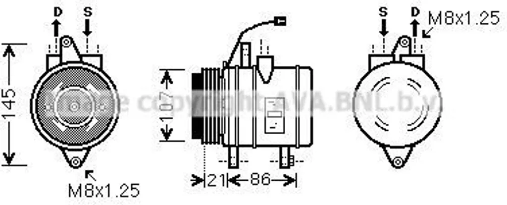 Compresseur clim PRASCO DWAK079 OE 95485073 pour Chevrolet Matiz Spark